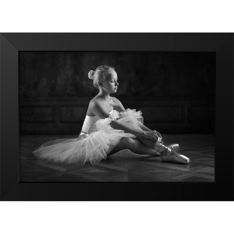 The Little Ballerina 1 Black Modern Wood Framed Art Print by Ivanova, Victoria