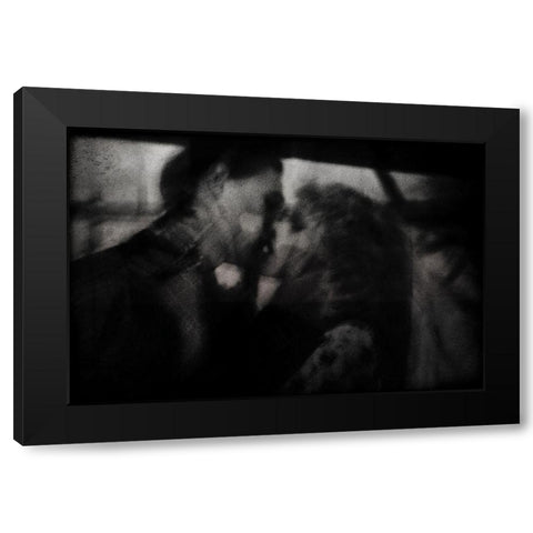 Shadows ( The Kiss ) Black Modern Wood Framed Art Print with Double Matting by Davidovic, Dalibor