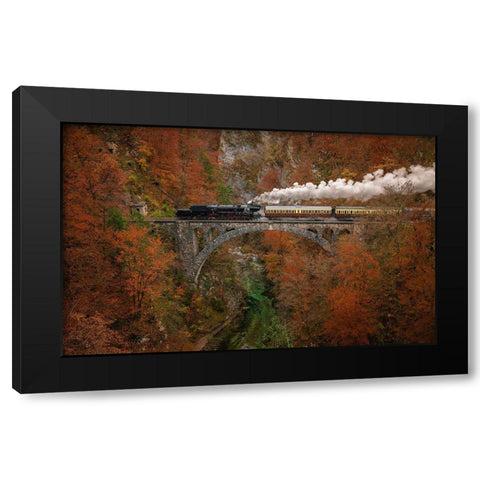Museum Train Black Modern Wood Framed Art Print with Double Matting by Krivec, Ales