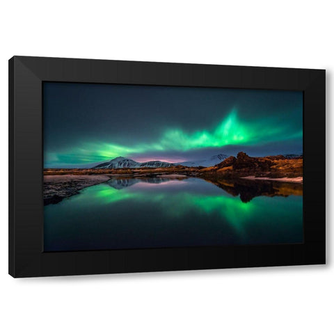 Mirrored Aurora Black Modern Wood Framed Art Print by Auf Dem, Andrea