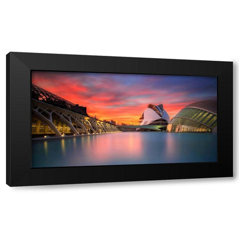 Colours Black Modern Wood Framed Art Print with Double Matting by Camacho, Anto