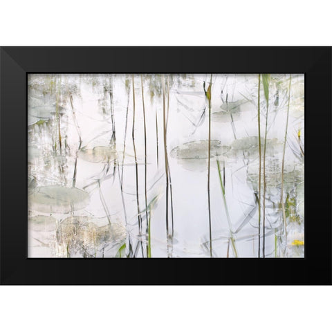 Lily Leaves Black Modern Wood Framed Art Print by Talen, Nel