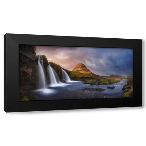 Kirkjufell Black Modern Wood Framed Art Print with Double Matting by Angel Martin, Miguel