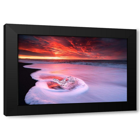 Ice And Fire Black Modern Wood Framed Art Print with Double Matting by Zhu, Jingshu