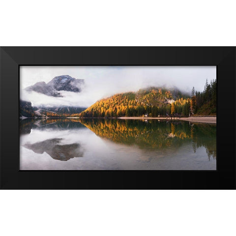 Lake Braies Black Modern Wood Framed Art Print by Krivec, Ales