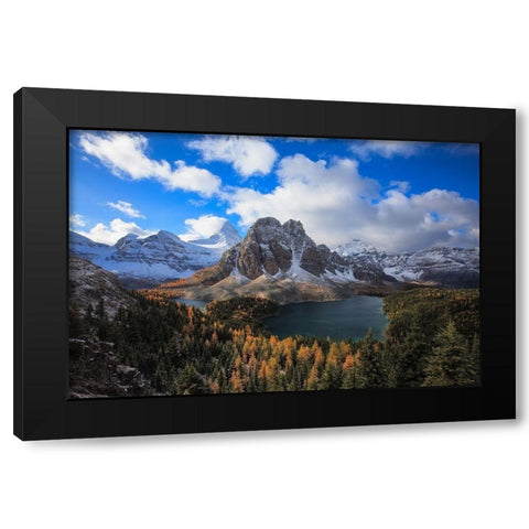 Sunburst Peak Sunrise Black Modern Wood Framed Art Print with Double Matting by Zeng, Hong