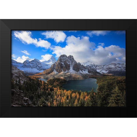 Sunburst Peak Sunrise Black Modern Wood Framed Art Print by Zeng, Hong