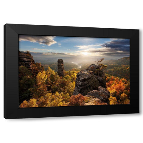 Autumn In The Rocks Black Modern Wood Framed Art Print by Rak, Martin