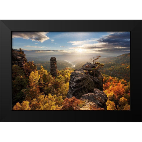 Autumn In The Rocks Black Modern Wood Framed Art Print by Rak, Martin