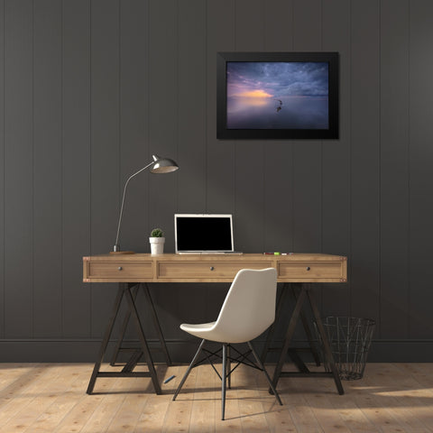 Colorful Sunrise Black Modern Wood Framed Art Print by joanaduenas