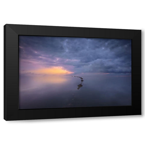 Colorful Sunrise Black Modern Wood Framed Art Print with Double Matting by joanaduenas