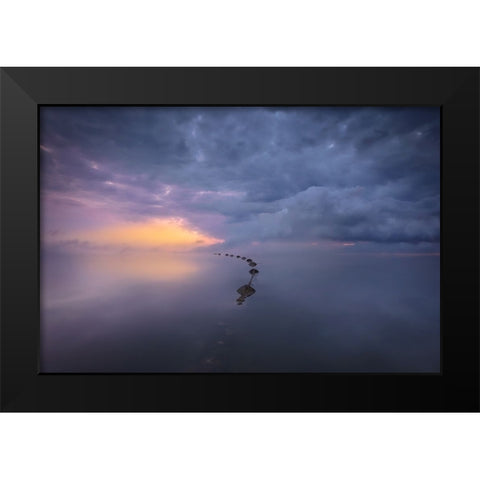 Colorful Sunrise Black Modern Wood Framed Art Print by joanaduenas