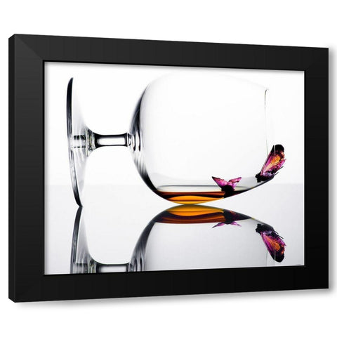 Drunken Butterflies Black Modern Wood Framed Art Print with Double Matting by Seker, Eyup