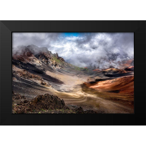 Craters Edge Black Modern Wood Framed Art Print by Bopitiya, Navin