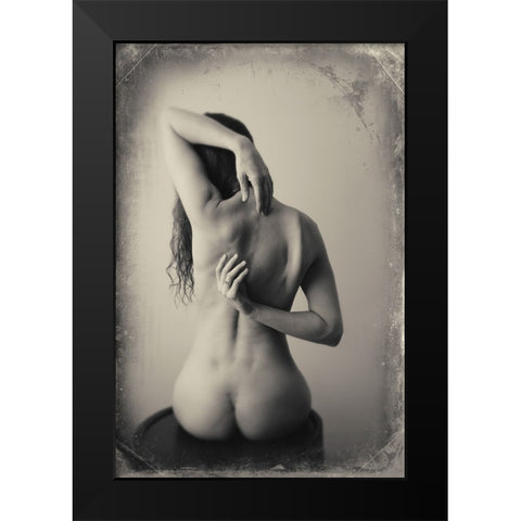 Hands And Back Black Modern Wood Framed Art Print by Brackstone, Mel