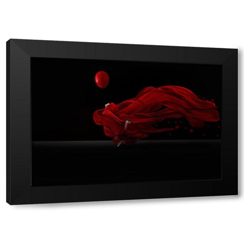 Dancing With The  Balloon Black Modern Wood Framed Art Print with Double Matting by Almawash, Sulaiman