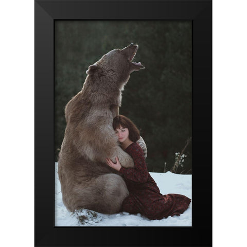 My Big Friend Black Modern Wood Framed Art Print by Barantseva, Olga