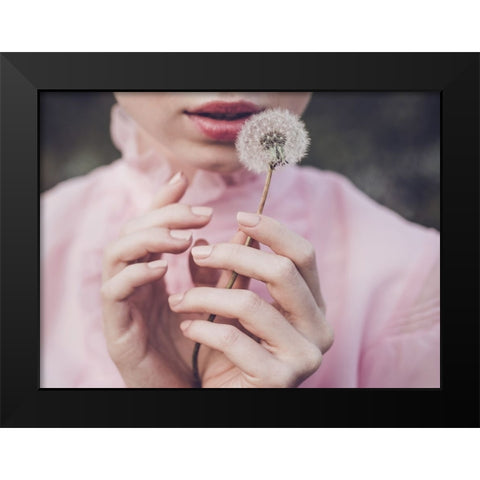 Dandelion Black Modern Wood Framed Art Print by Gorecka, Dorota