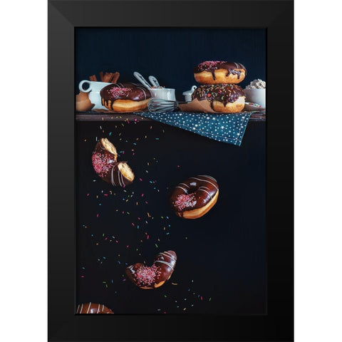Donuts From The Top Shelf Black Modern Wood Framed Art Print by Belenko, Dina