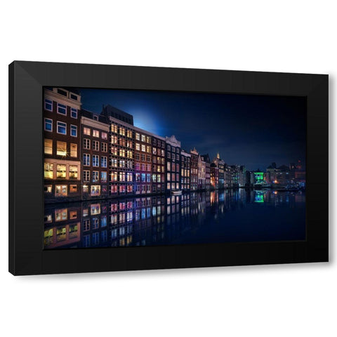 Amsterdam Windows Colors Black Modern Wood Framed Art Print by M. Garcia, Jesus