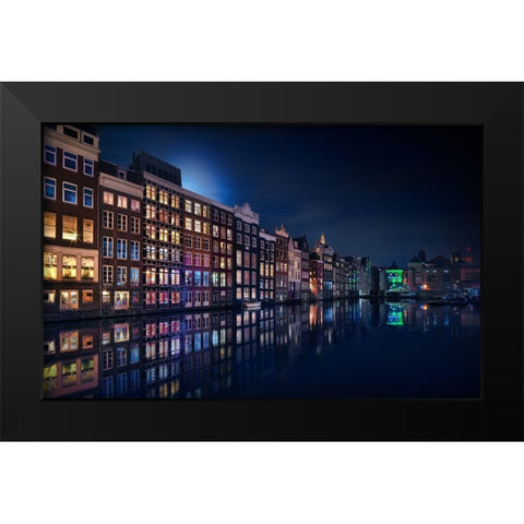 Amsterdam Windows Colors Black Modern Wood Framed Art Print by M. Garcia, Jesus