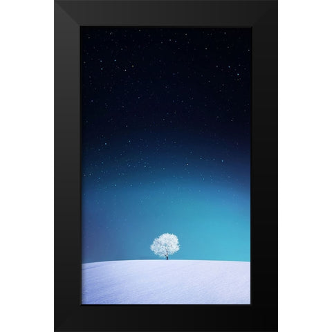 Apple Black Modern Wood Framed Art Print by Hamiti, Bess