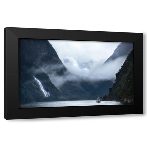 Milford Sound Cruise Black Modern Wood Framed Art Print with Double Matting by Shi, Fei