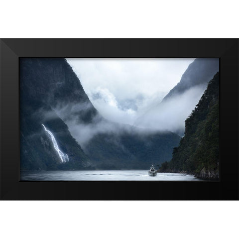 Milford Sound Cruise Black Modern Wood Framed Art Print by Shi, Fei