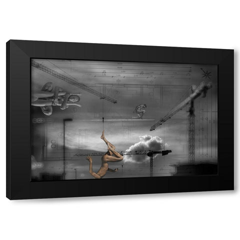 Construction Of(Tower Of Babel) Black Modern Wood Framed Art Print by Dartef, Pristov