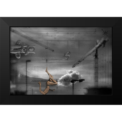 Construction Of(Tower Of Babel) Black Modern Wood Framed Art Print by Dartef, Pristov