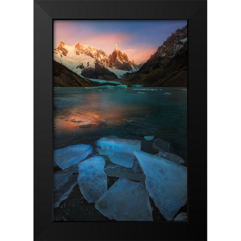 A Frozen Morning - Laguna Torre Black Modern Wood Framed Art Print by Zhang, Yan