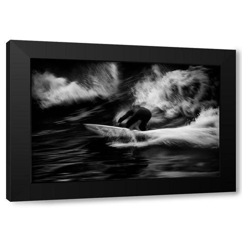 Surf 10 Black Modern Wood Framed Art Print with Double Matting by Della Latta, Massimo