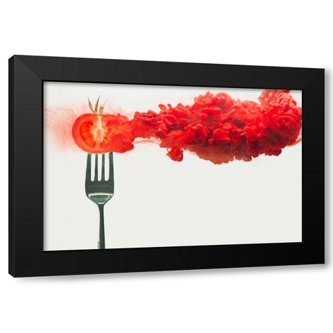 Disintegrated Tomato Black Modern Wood Framed Art Print by Belenko, Dina