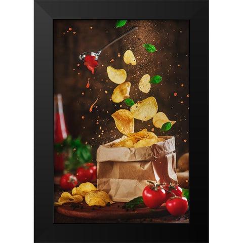 Lift Me Up! Black Modern Wood Framed Art Print by Belenko, Dina