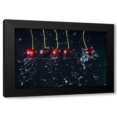 Newtons Cradle Black Modern Wood Framed Art Print with Double Matting by Belenko, Dina