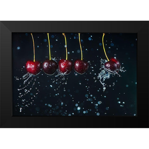 Newtons Cradle Black Modern Wood Framed Art Print by Belenko, Dina