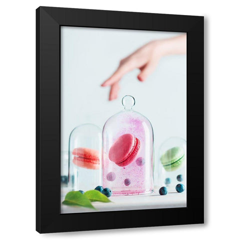 Precious Macarons Black Modern Wood Framed Art Print with Double Matting by Belenko, Dina