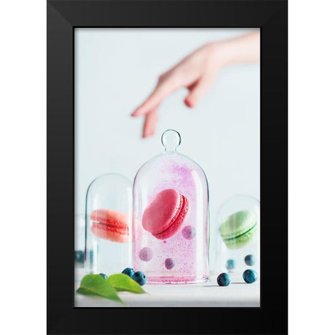 Precious Macarons Black Modern Wood Framed Art Print by Belenko, Dina