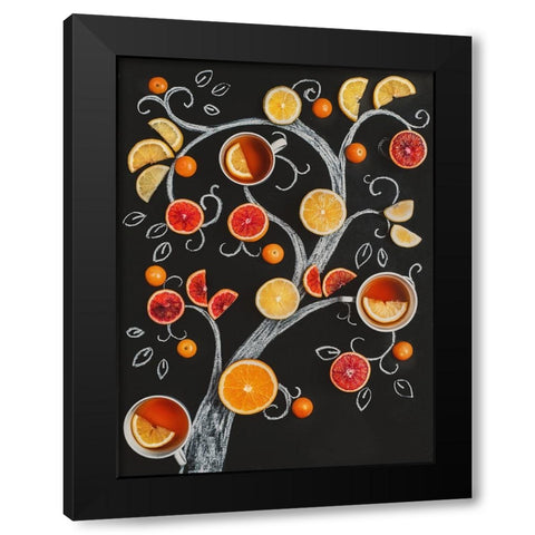 Teatime Tree Black Modern Wood Framed Art Print with Double Matting by Belenko, Dina