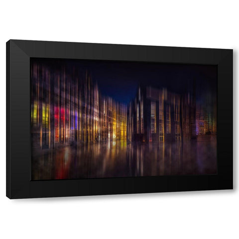 Colorful Amsterdam Black Modern Wood Framed Art Print by Kierek, Stefan