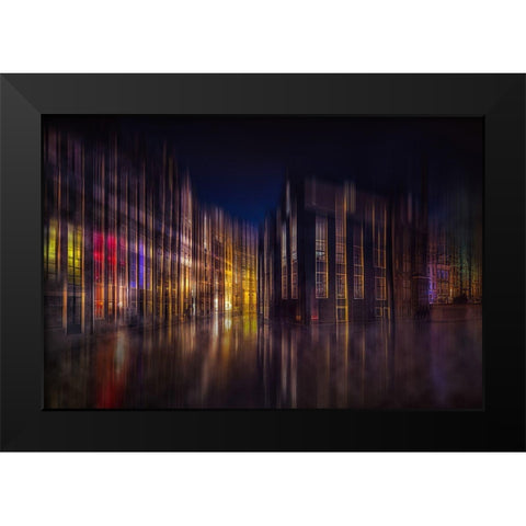 Colorful Amsterdam Black Modern Wood Framed Art Print by Kierek, Stefan