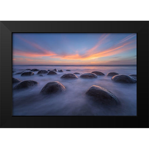 Sunset At Bowling Ball Beach Black Modern Wood Framed Art Print by Xie, April