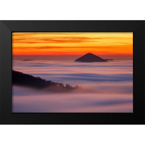 Islands In The Clouds Black Modern Wood Framed Art Print by Rak, Martin
