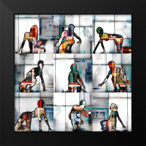 Body Language 56 Black Modern Wood Framed Art Print by Shrayer, Igor