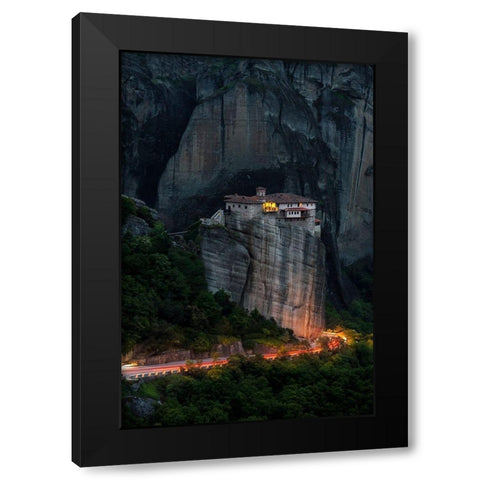 On Fire Black Modern Wood Framed Art Print by Nikoloulis, Ilias