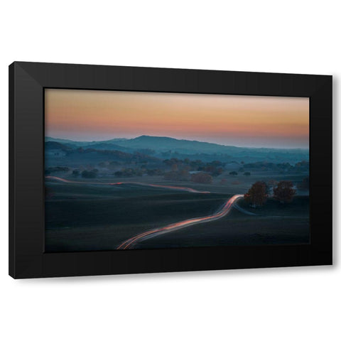 Prairie Dusk Black Modern Wood Framed Art Print with Double Matting by Mei, C.