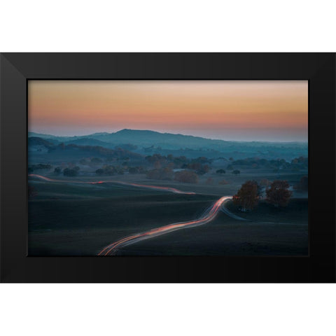 Prairie Dusk Black Modern Wood Framed Art Print by Mei, C.