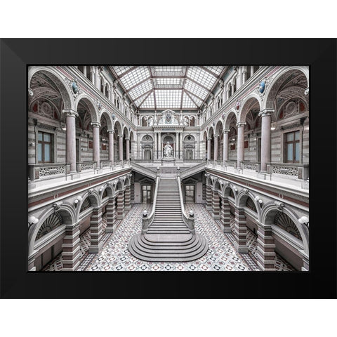 Justizpalast-Vienna. Black Modern Wood Framed Art Print by Cuomo, Massimo