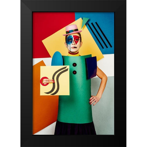 Suprematist Portrait Of Lena Naymkina Black Modern Wood Framed Art Print by Smirnov, Sergei