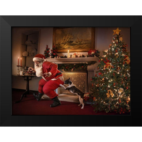 Santa Was Caught! Black Modern Wood Framed Art Print by DDiArte